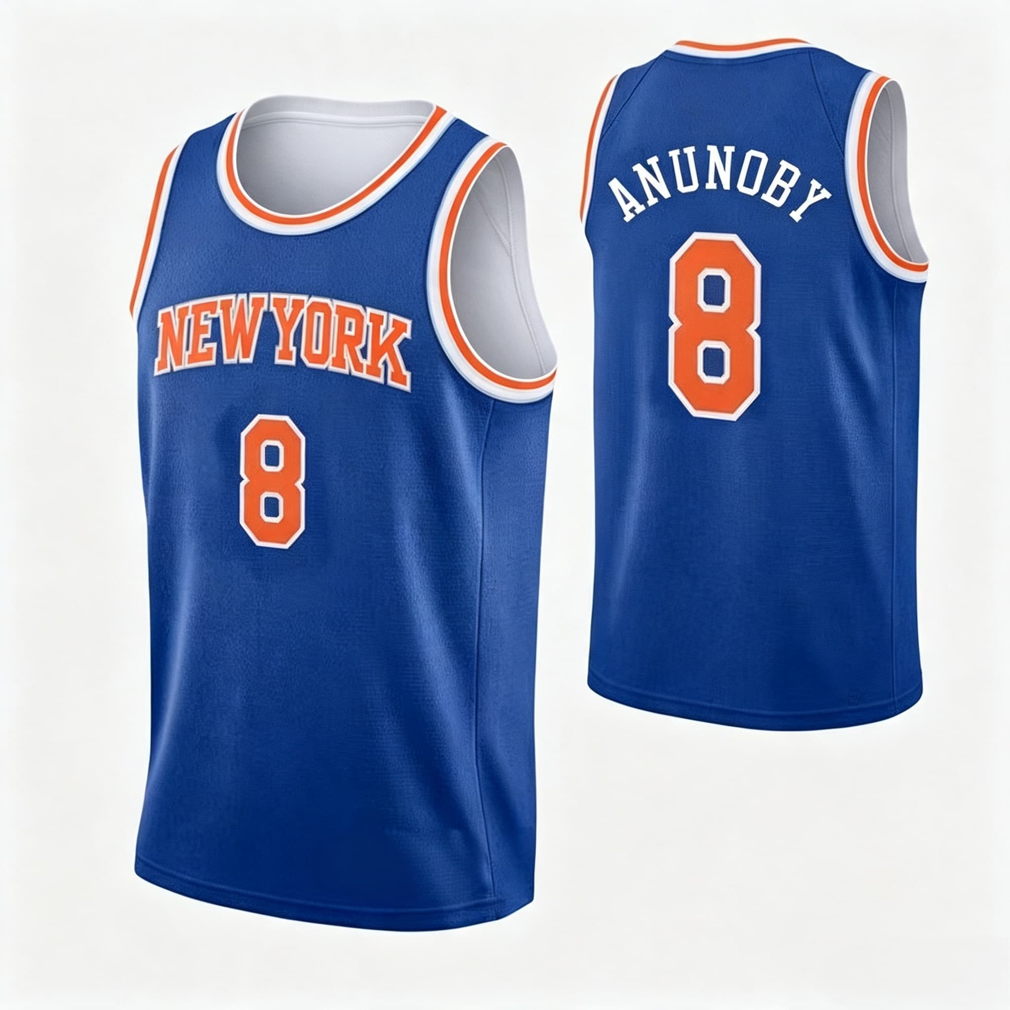 Men'S Fashion New York - เมน อันูโนบี้ # เสื้อบาสเก็ตบอลนิวยอร์กสีน้ำเงินวินเทจแบบไม่มีแขน 8 ตัว