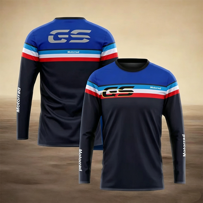 Mens Fashion Summer - เสื้อยืดแขนยาวสำหรับรถมอเตอร์ไซค์รุ่น R1250GS/R1200GS/F850GS/F750GS เหมาะสำหรับการท่องเที่ยวและแข่งรถ ทนทาน ไม่ซีดจาง ป้องกันรังสียูวี