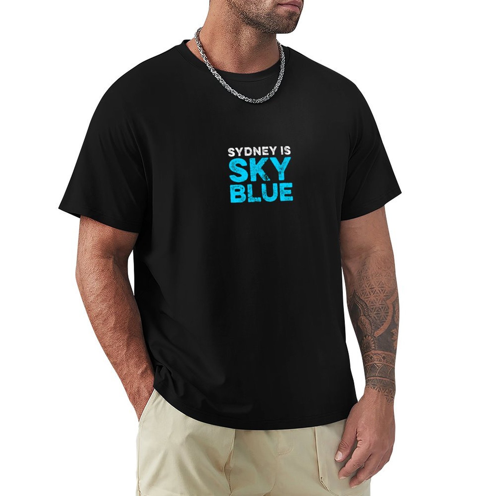 Men'S Fashion Sydney - เสื้อยืดสีฟ้าซิดนีย์ แฟชั่นฤดูร้อน เสื้อยืดลำลอง