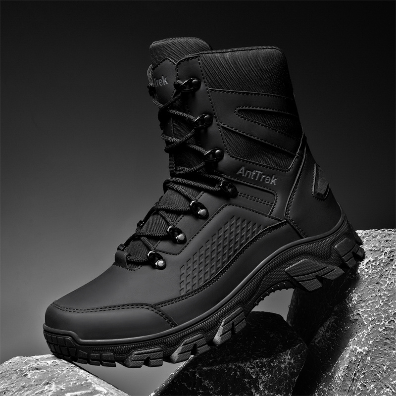 Mens Fashion Trainers - รองเท้าบูทผู้ชายสำหรับการฝึกซ้อมกลางแจ้ง ใช้ได้ทุกฤดู หุ้มข้อสูง กันลื่น กันน้ำ แฟชั่น