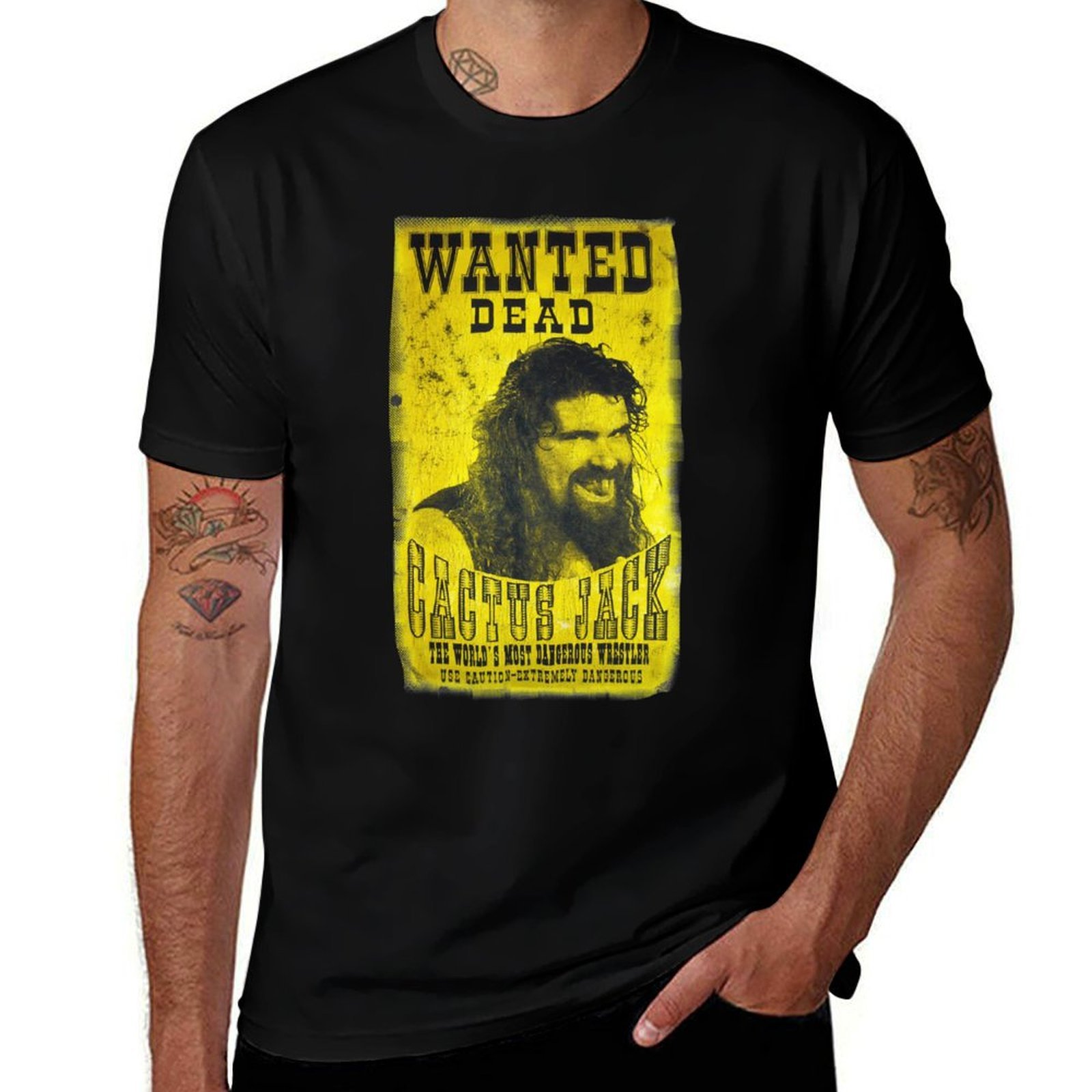 Poster Men Fashion - เสื้อยืด Cactus Jack ลายโปสเตอร์ เสื้อยืดผ้าฝ้ายสีดำ เสื้อยืดเรียบง่ายสำหรับผู้ชาย