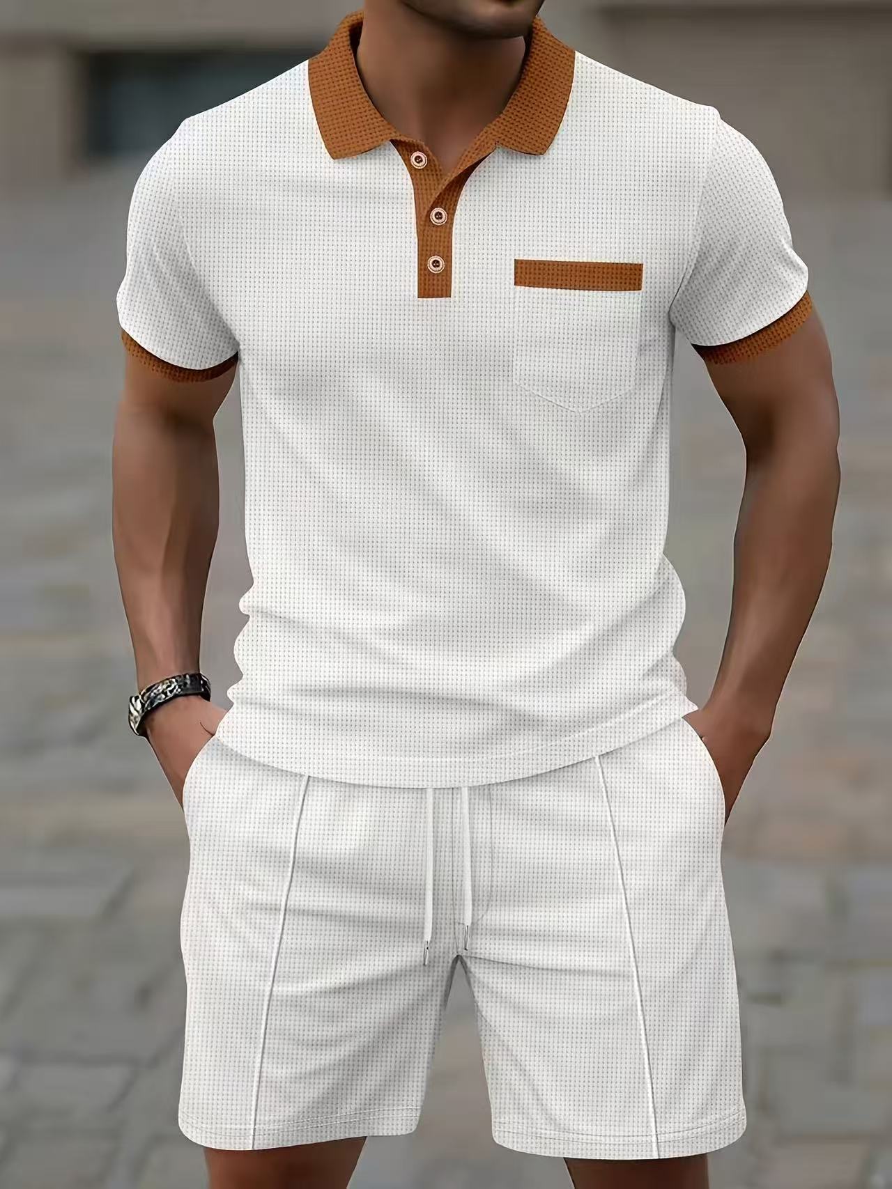 Men'S Fashion Videos - เสื้อเชิ้ตแขนสั้นผู้ชายขายดีประจำฤดูร้อน ชุดเสื้อยืดโปโลและกางเกงขาสั้น แฟชั่น ระบายอากาศได้ดี สไตล์ลำลอง สปอร์ต