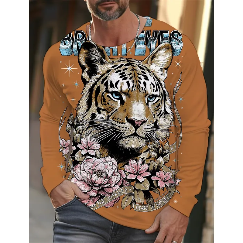 เสื้อยืดแขนยาวผู้ชายพิมพ์ลาย 3 - Mens Fashion Clothes บทวิจารณ์และราคา