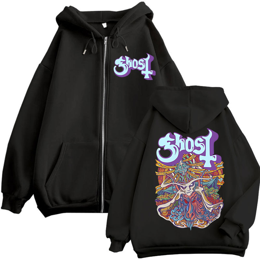 เสื้อฮู้ดซิปกราฟิก Ghost Band  - Mens Fashion Zip Up Hoodies บทวิจารณ์และราคา