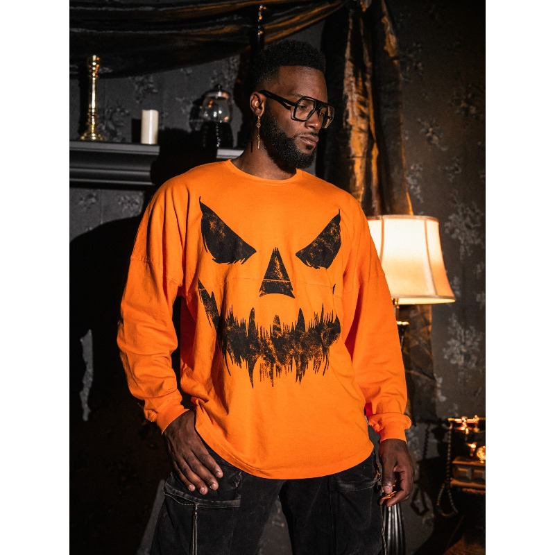 เสื้อยืดแขนยาวลายหน้าผีฟักทองฮ - Men'S Fashion T Shirts บทวิจารณ์และราคา
