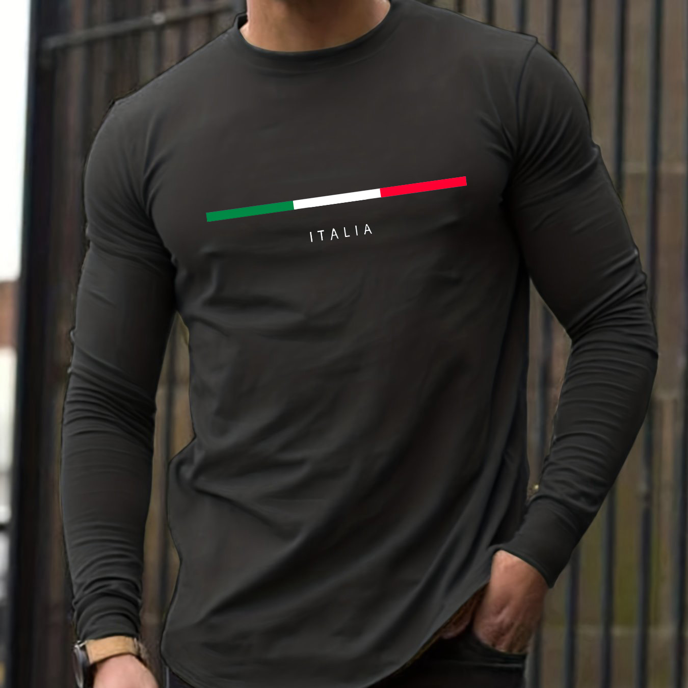 เสื้อยืดแขนยาวคอกลมผู้ชาย ผ้าฝ - Men'S Fashion T Shirts บทวิจารณ์และราคา