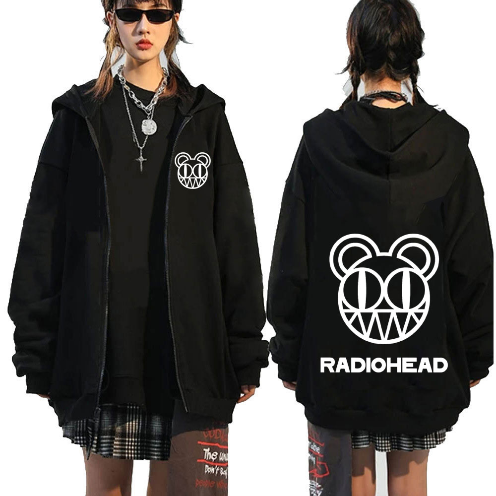 เสื้อฮู้ดซิปโลโก้วงร็อค Radioh - Mens Fashion Zip Up Hoodies บทวิจารณ์และราคา