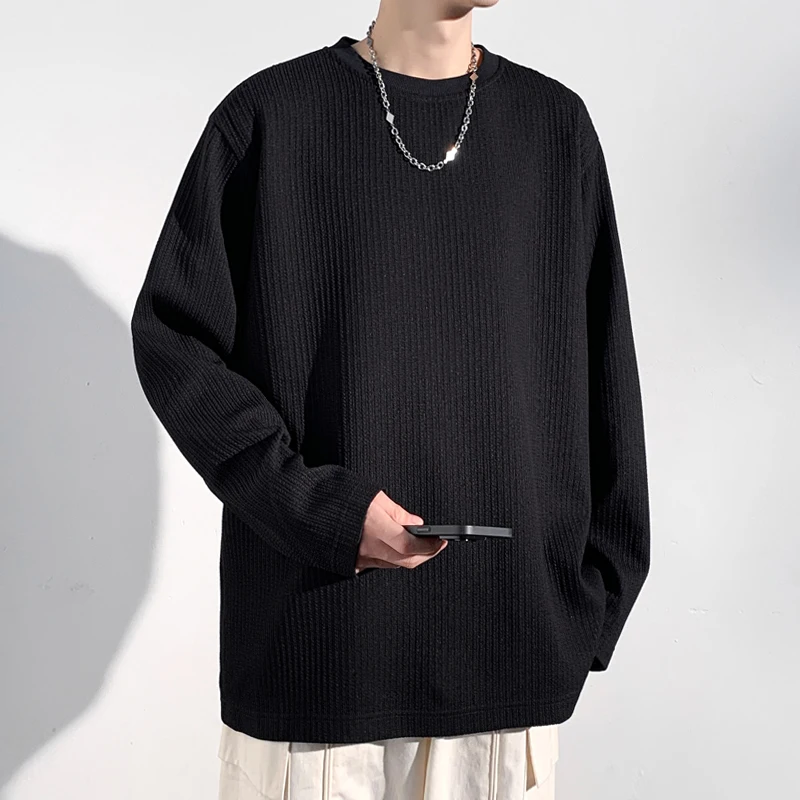 เสื้อยืดแขนยาวคอกลมผ้าถักลายริ - Men'S Fashion T Shirts บทวิจารณ์และราคา
