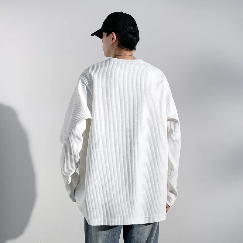 เสื้อยืดแขนยาวคอกลมผ้าถักลายริ - Men'S Fashion T Shirts บทวิจารณ์และราคา