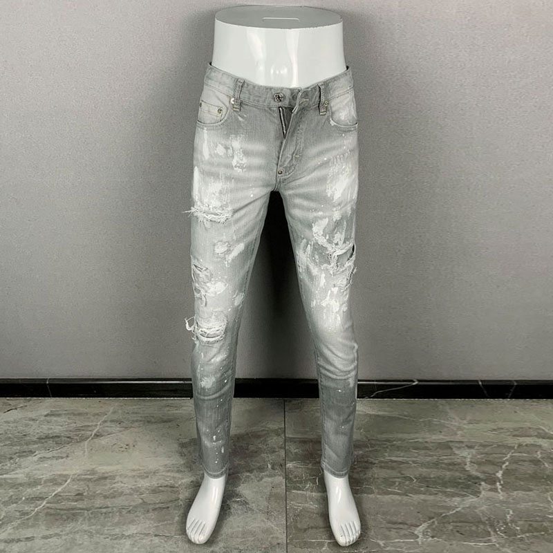 กางเกงยีนส์ผู้ชายดีไซน์ใหม่สุด - Men'S Fashion Grey Jeans บทวิจารณ์และราคา
