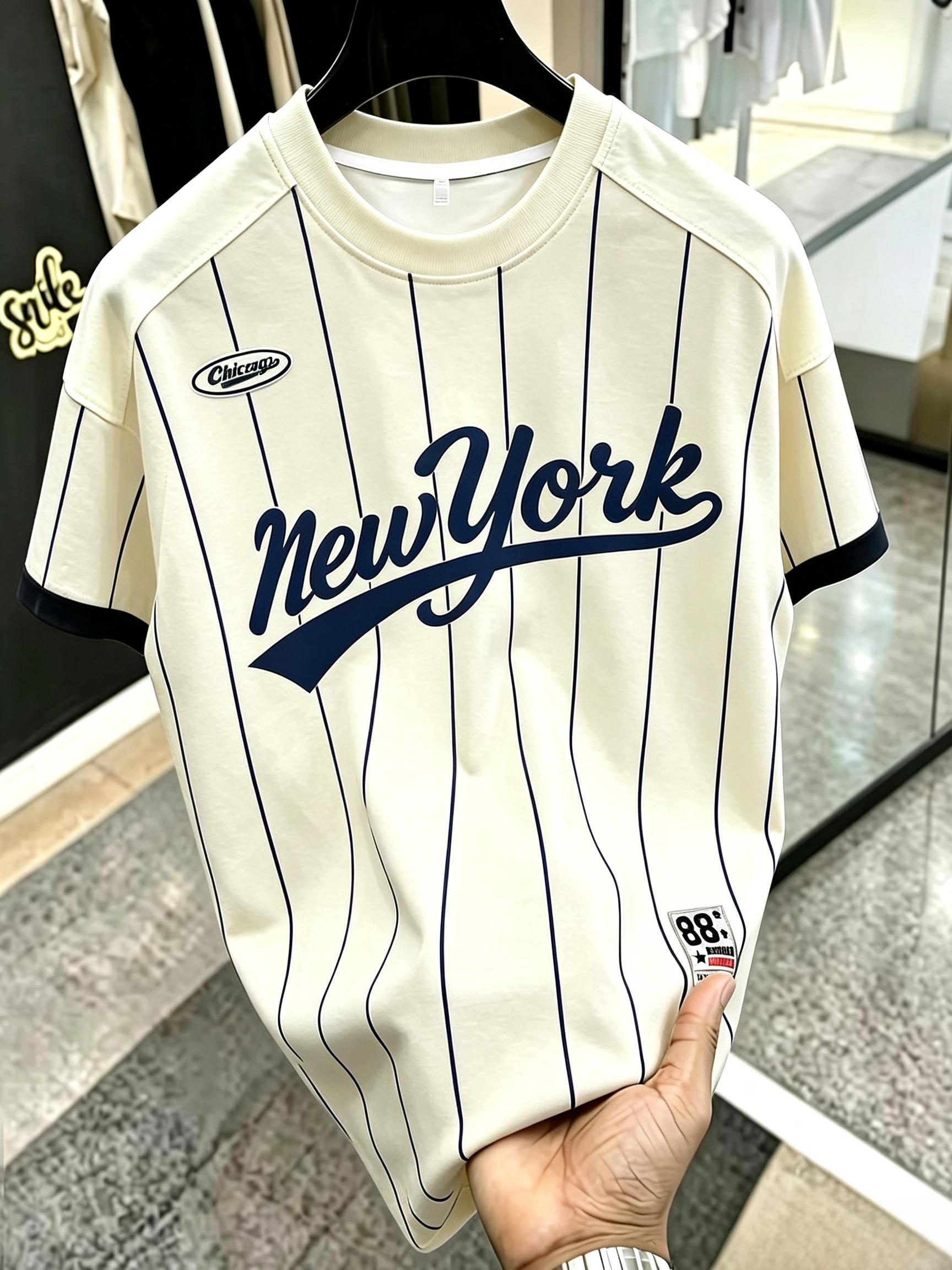 เสื้อยืดคอกลมพิมพ์ลายตัวอักษร  - Men'S Fashion New York บทวิจารณ์และราคา