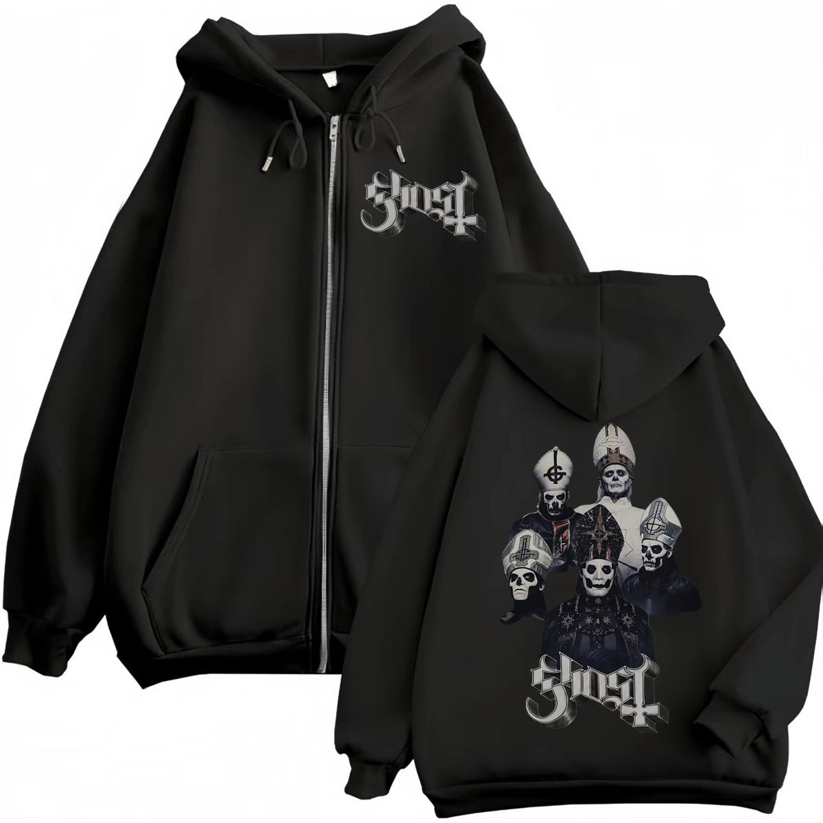 เสื้อฮู้ดซิป Ghost Band ลดราคา - Mens Fashion Zip Up Hoodies บทวิจารณ์และราคา