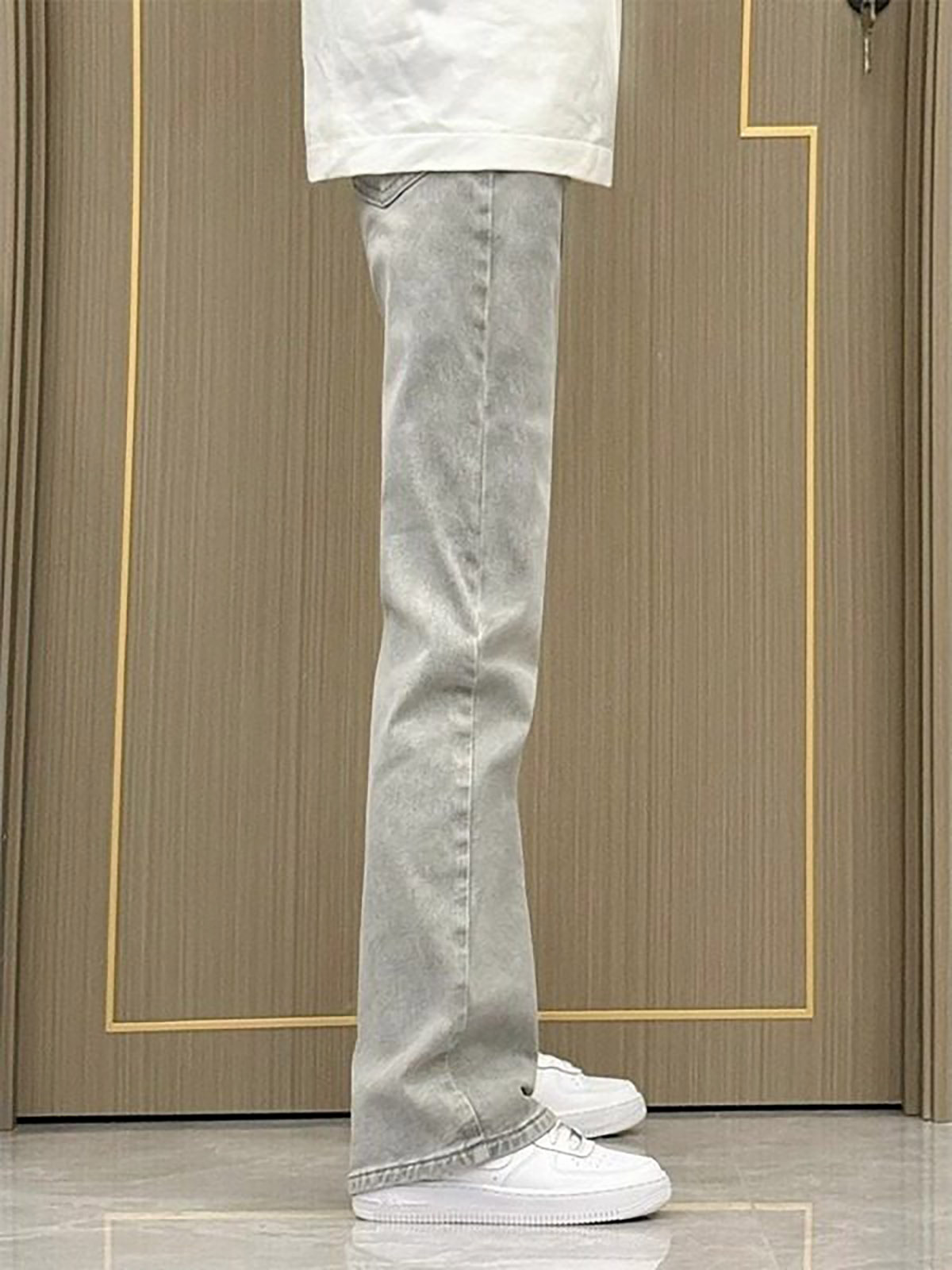 กางเกงยีนส์ทรงขากระบอกตรง สีเท - Men'S Fashion Grey Jeans บทวิจารณ์และราคา