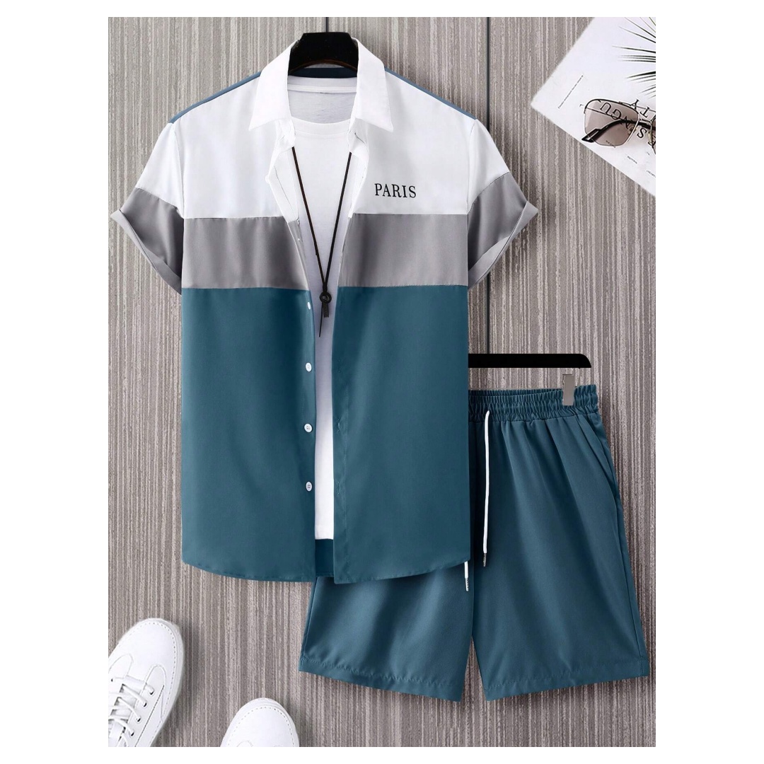ชุดแฟชั่นผู้ชาย สีน้ำเงินและขา - Mens Fashion Clothes บทวิจารณ์และราคา