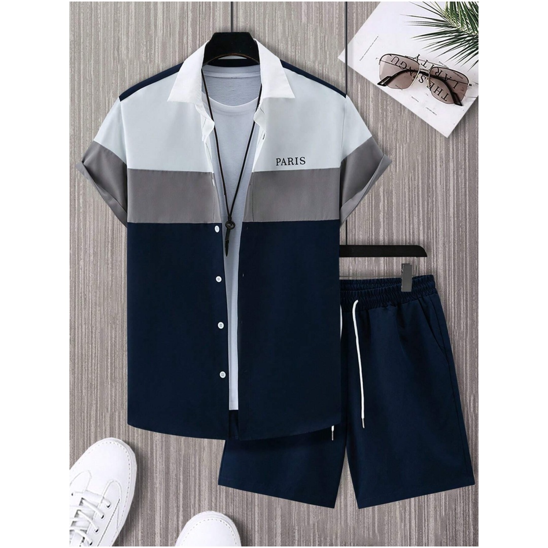ชุดแฟชั่นผู้ชาย สีน้ำเงินและขา - Mens Fashion Clothes บทวิจารณ์และราคา
