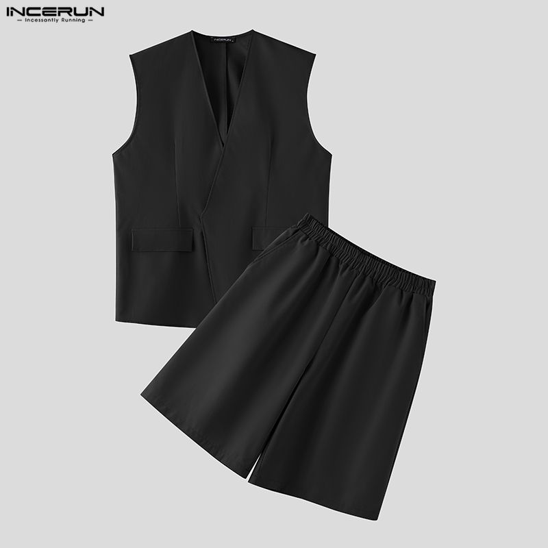 INCERUN ชุดเซ็ตผู้ชาย สีพื้น ค - Mens Fashion Summer บทวิจารณ์และราคา